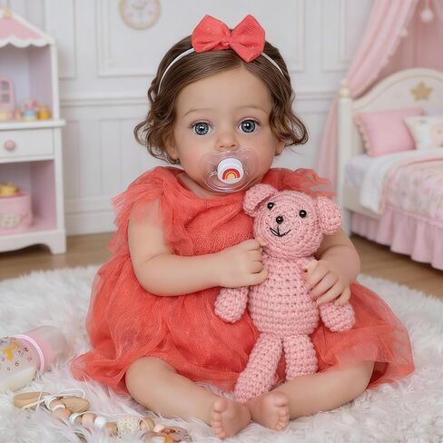 SCOM Realistic Reborn Baby Doll Girl, 20 Inch Lifelike Sleeping Newborn Handmade Cloth Body, Soft Weighted Real Baby Doll, Advanced Painted Gift Set for Kids Age 3+ in Kuwait