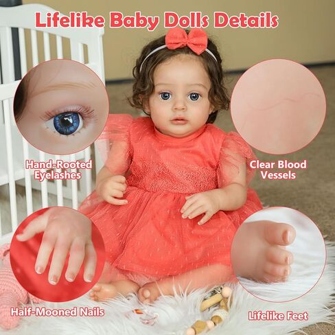 SCOM Realistic Reborn Baby Doll Girl, 20 Inch Lifelike Sleeping Newborn Handmade Cloth Body, Soft Weighted Real Baby Doll, Advanced Painted Gift Set for Kids Age 3+ in Kuwait
