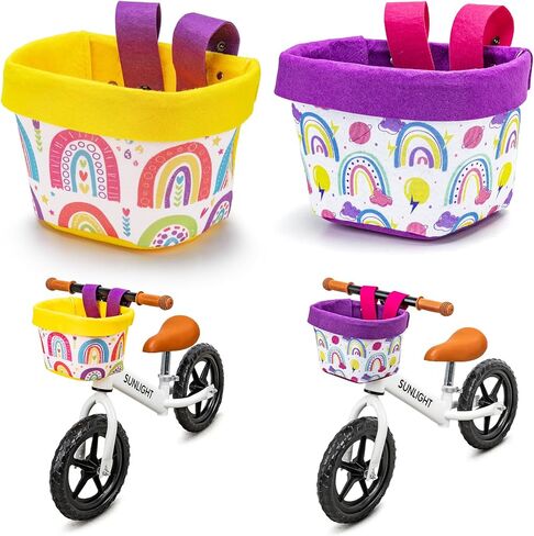 2PCS Kids Bike Basket Front, Cute Scooter Bag, Front Frame Handlebar Bag with Adjustable Straps Fit Most Toddlers Bike, Balance Bikes and Scooter in Saudi Arabia