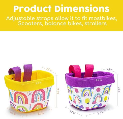 2PCS Kids Bike Basket Front, Cute Scooter Bag, Front Frame Handlebar Bag with Adjustable Straps Fit Most Toddlers Bike, Balance Bikes and Scooter in Saudi Arabia