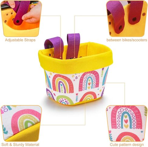 2PCS Kids Bike Basket Front, Cute Scooter Bag, Front Frame Handlebar Bag with Adjustable Straps Fit Most Toddlers Bike, Balance Bikes and Scooter in Saudi Arabia