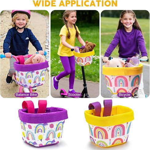 2PCS Kids Bike Basket Front, Cute Scooter Bag, Front Frame Handlebar Bag with Adjustable Straps Fit Most Toddlers Bike, Balance Bikes and Scooter in Saudi Arabia
