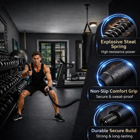 Cordless Battle Ropes (2 PCS) – Portable Weighted Ropeless Battle Rope Sticks with Hand Gloves for HIIT Workout, Home Gym Strength & Cardio Training (Black & Orange) in Saudi Arabia