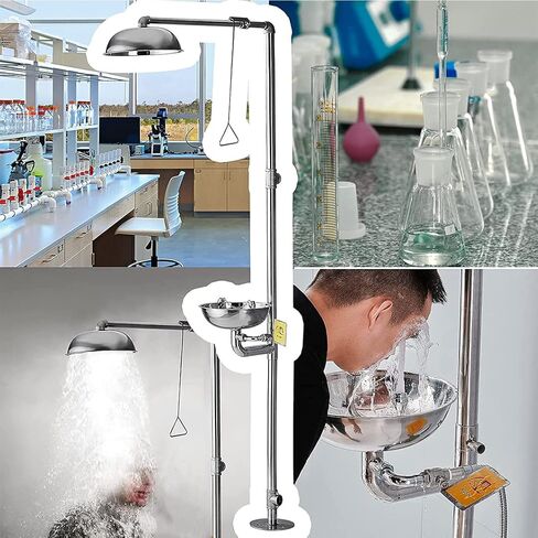 Emergency Eyewash Station 2 in 1 Combination Coated Sprayed Shower 304 Stanless Steel, Combination Emergency Rescue Supply with Abs Basin in Kuwait