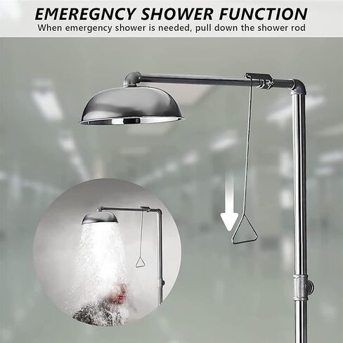 Emergency Eyewash Station 2 in 1 Combination Coated Sprayed Shower 304 Stanless Steel, Combination Emergency Rescue Supply with Abs Basin in Kuwait