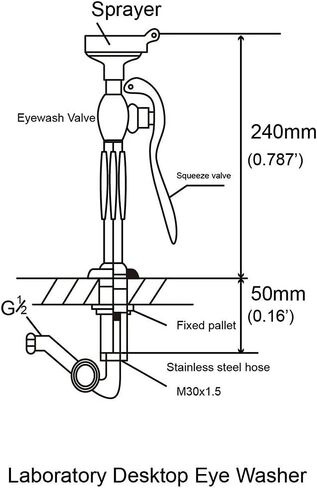 Eyewash Station Drench Hose Eye Wash Station Handheld Emergency Eyewash Station Unit Spray with 1.5M Hose for Lab and Industrial Use in Kuwait