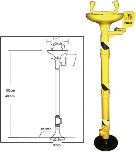 Vertical Eyewash, Emergency Shower Eyewash, Double Nozzle Carbon Steel Abs Coating, for Factory, Laboratory in Kuwait