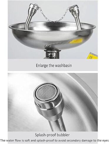 Eye Wash Station Eyewash Station Stainless Steel Eyewash, Vertical Type Emergency Eyewash Gentle Flow Water Double Nozzle for Factory Power Station Chemical E in Kuwait