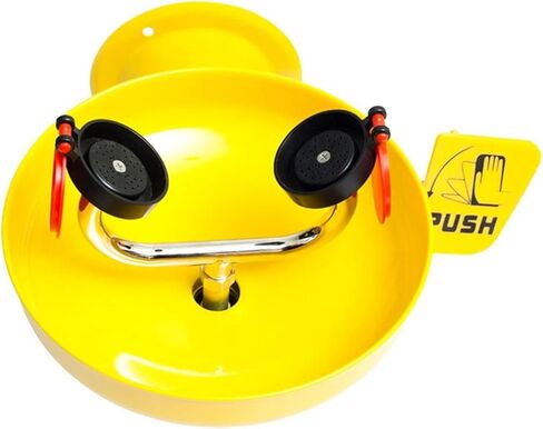 Wall Mounted Eyewash Station Emergency Eye Face Washing Sink Plumbing Connection 304 Stainless Steel Yellow in Kuwait