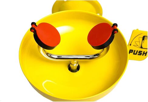 Wall Mounted Eyewash Station Emergency Eye Face Washing Sink Plumbing Connection 304 Stainless Steel Yellow in Kuwait