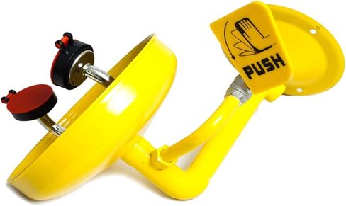 Wall Mounted Eyewash Station Emergency Eye Face Washing Sink Plumbing Connection 304 Stainless Steel Yellow in Kuwait