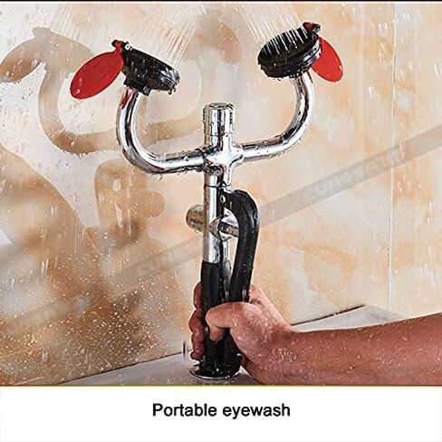 Emergency Eyewash Station Emergency Eye Washer Dual Head Emergency Eyewash Station Handheld Eyewash Drench Hose Unit Spray Water Type Wall-Mounted Head Face F in Kuwait