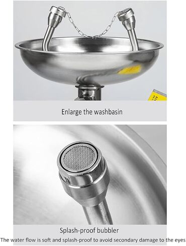 Vertical Eyewasher, Double Nozzle Cleaning Equipment, Easy and Convenient, Emergency Eyewash Station for Factory, Laboratory in Kuwait