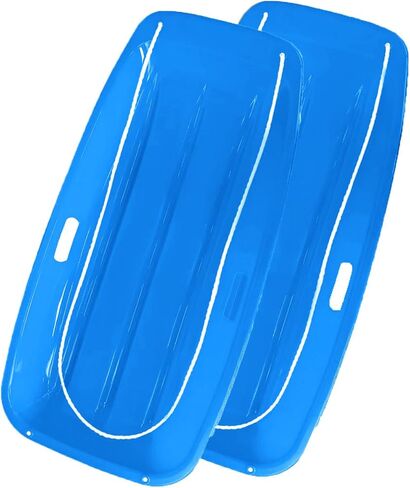 Snow Sled for Adults, Plastic Sled with 2 Pull Ropes and Handles for Winter Fun | Durable Winter Outdoor Toys for Snowy Hills in Saudi Arabia