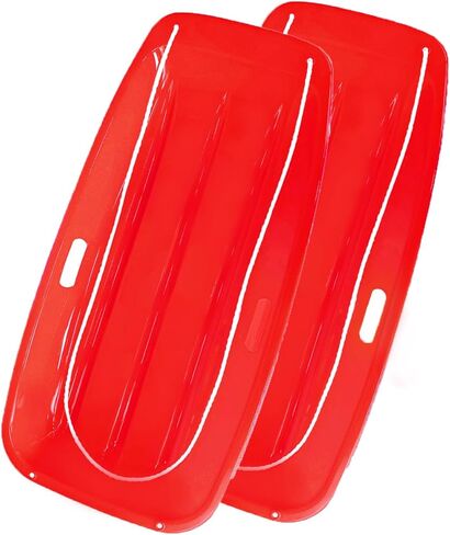 Snow Sled for Adults, Plastic Sled with 2 Pull Ropes and Handles for Winter Fun | Durable Winter Outdoor Toys for Snowy Hills in Saudi Arabia