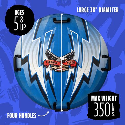 Flexible Flyer Giant 2-Person Foam Saucer Sled for Kids and Adults - 38" Large Round Foam Sledding Disc Winter Slider with Handles, Extremely Lightweight, Blue in Saudi Arabia
