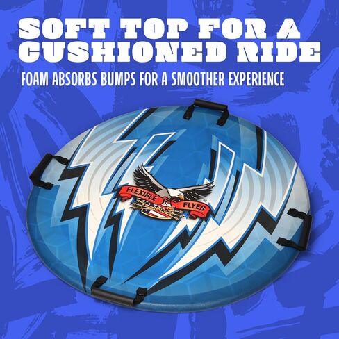 Flexible Flyer Giant 2-Person Foam Saucer Sled for Kids and Adults - 38" Large Round Foam Sledding Disc Winter Slider with Handles, Extremely Lightweight, Blue in Saudi Arabia