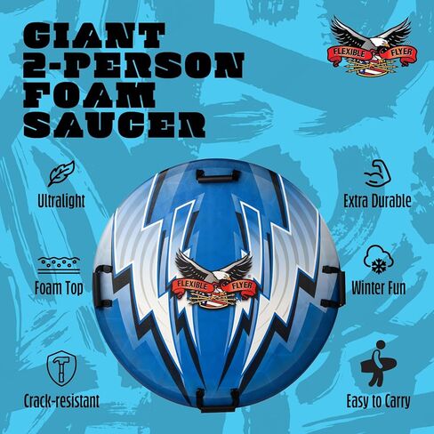 Flexible Flyer Giant 2-Person Foam Saucer Sled for Kids and Adults - 38" Large Round Foam Sledding Disc Winter Slider with Handles, Extremely Lightweight, Blue in Saudi Arabia