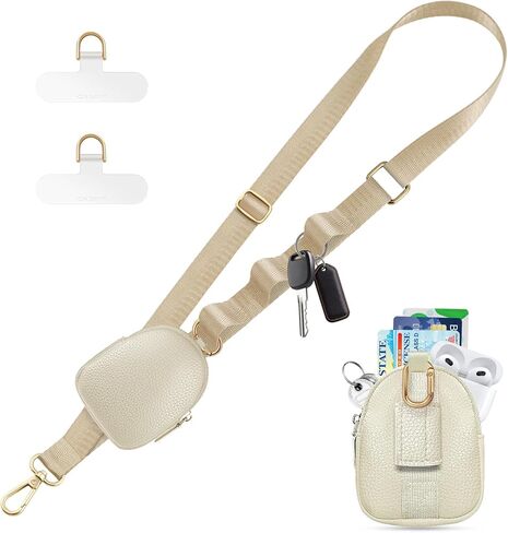 Adjustable Clip and Go Strap with Zippered Pouch Phone Lanyard Crossbody With Wallet for Shopping&Travel Anti-Theft Phone Strap with 1*clasp 2* Clear Lanyard Tether Tabs(Black) in Saudi Arabia