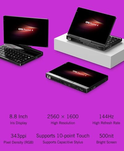 GPD Pocket 4 Mini Laptop 8.8" Touch Screen Aluminum Shell UMPC Win 11 Home OS AMD Ryzen AI 9 HX 370 32GB/2TB (Amber Black) in Kuwait