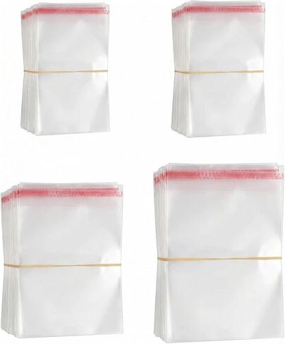حقيبة السيلوفان ، 900 قطعة 4 أحجام مختلطة تعالج الأكياس الواضحة كيس ختم ذاتي السيلوفان لتغليف المخبز (واضح ، 3.5 × 6.3 ، 4x7 '، 5.1x7' ، 6.7x9.8 ') in Kuwait