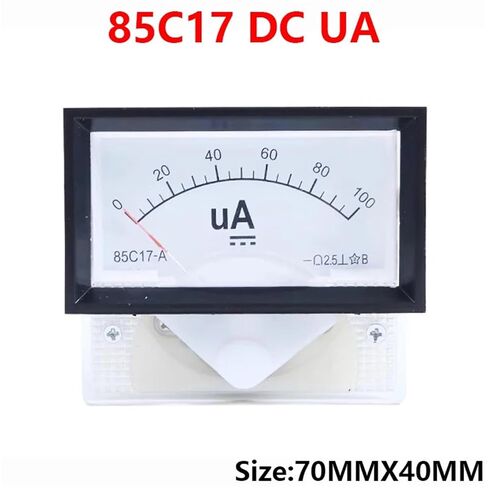 Pointer Type Panel Mount Analog Ammeter Gauge DC Meter 50uA 100uA 200uA 300uA 500uA Measuring Range 85C17 1Pcs(50UA) in Saudi Arabia