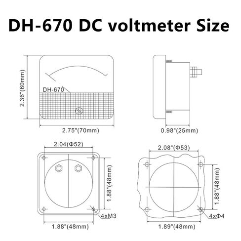 DH-670 DC Voltmeter Pointer Analog 5V 10V 15V 20V 30V 50V 100V 150V 300V 500V 70 * 60mm 1Pcs(50V) in Saudi Arabia