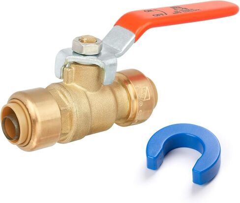 3/4" Push to Connect Ball Valve, Brass Plumbing Fitting for Copper, CPVC, PEX Pipes, With Upgraded Stiffener, Disconnect Clip Included, NSF & UPC Certified, Lead-Free, 2 Pack in Kuwait