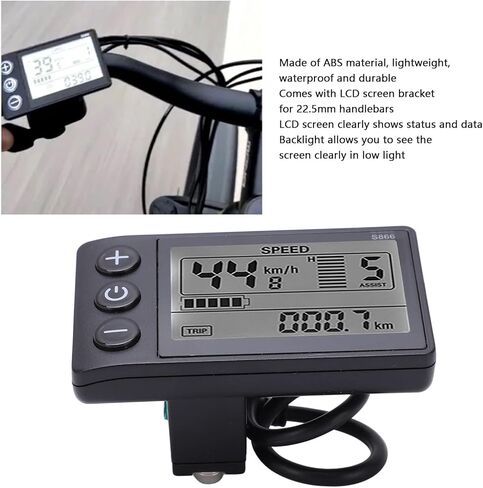 Electric LCD Display Meter, Electric S866 LCD Display Meter, Speedometer Odometer, 24V 36V 48V Control Panel with Plug for 22.2mm/0.9in Handlebars Brushless Motor Speed Controller Kit in Saudi Arabia