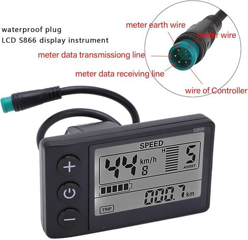 Electric LCD Display Meter, Electric S866 LCD Display Meter, Speedometer Odometer, 24V 36V 48V Control Panel with Plug for 22.2mm/0.9in Handlebars Brushless Motor Speed Controller Kit in Saudi Arabia