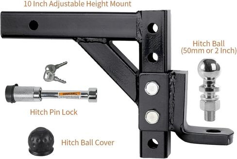 10 Inch Adjustable 4 Level Trailer Drop Hitch Ball Mount Tow for 2 Inch Receiver with 50mm Ball RV Parts Camper Caravan Access(Set with 50mm Ball) in Saudi Arabia