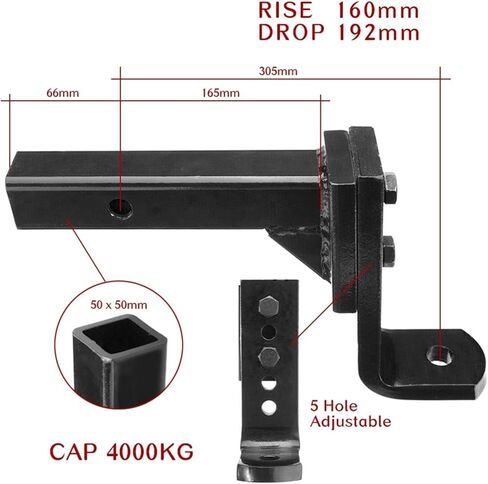 5 Hole Adjustable Height Tow Bar Hitch Drop Mount 50MM Ball Cap 4000 KG Trailer RV Camper Caravan Parts Accessories in Saudi Arabia
