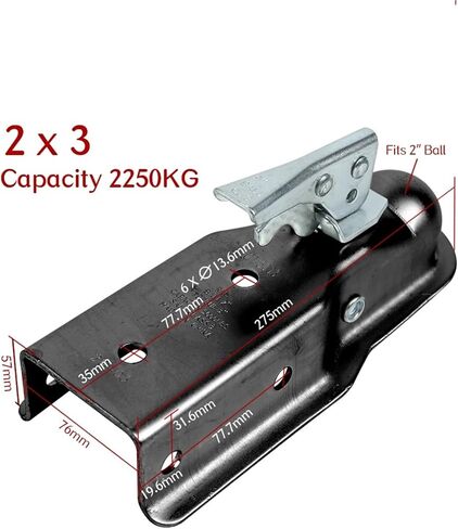 Black Straight Tongue Trailer Coupler for 2" Hitch Ball with 3" Channel Width Coupling RV Parts Camper Caravan Accessories in Saudi Arabia