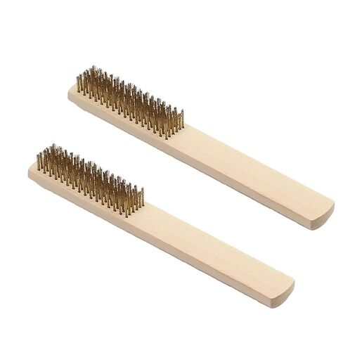 قطعتان من فرشاة تنظيف الملفات بمقبض خشبي، أداة دقيقة لإزالة الصدأ وصيانة الملفات، منظف أسنان محمول من الفولاذ للمحترفين in Kuwait