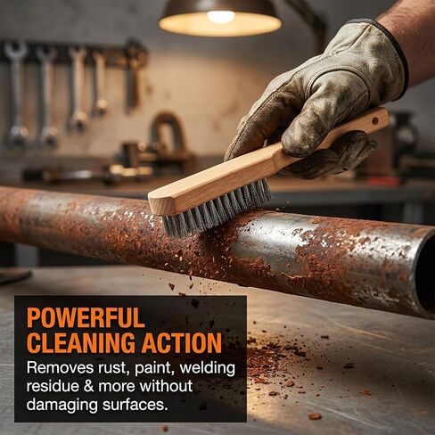 مجموعة فرش سلكية من الفولاذ المقاوم للصدأ - فرشاة خدش بمقبض خشبي مكونة من 3 قطع للخدمة الشاقة والخفيفة، وإزالة طلاء الصدأ، واللحام، وتنظيف الآلات in Kuwait