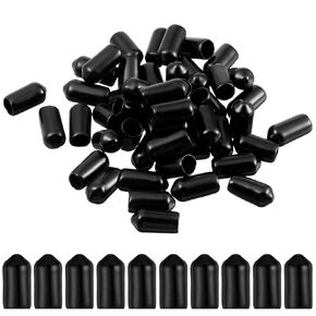 100 Pcs Black Rubber End Caps, 1/4 Inch 6.5mm Screw Covers Round Bolt Caps Thread Protector Flexible Safety Tip Cap for Screw Pipes Rods Cables in Kuwait