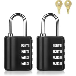 Combination Lock Outdoor with Key Outdoor Waterproof, 4 Digit Padlock for School Gym Sports Locker,2 Pack Padlock with Hasp Storage, Combination Padlock, Cabinet Doors, Fence, Garage in Kuwait