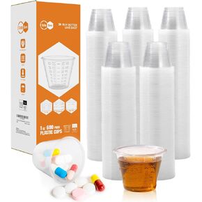 Turbo Bee 600 Pack 1 OZ Disposable Medicine Cups (30 ml), Small Clear Plastic Measuring Cups for Liquid Medicine, Pills, Resin, and Epoxy in Kuwait