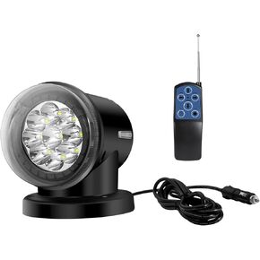 LED Spotlight for Truck, Remote LED Search Light 60W 12V 24V Marine Hunting Searchlight, Waterproof LED Spot Light for Off Road, 6 Powerful Magnets Built-in 360 Rotating, Auto Reset in Kuwait