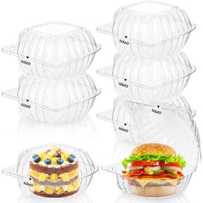 100 عبوة من حاويات الطعام الشفافة مع أغطية مفصلية، صناديق مفصلية للاستعمال مرة واحدة مع ملصقات إغلاق، حاويات بلاستيكية للاستخدام في مخبز كعكة سلطة الحلوى، 5.8 × 5.8 × 3.27 بوصة in Kuwait
