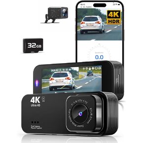 Dash Cam Front and Rear, 8K Ultra HD Dash Camera for Cars, Dash Cam with App Control, 32GB Card, Built-in Wi-Fi & GPS in Kuwait