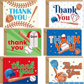 Baseball Thank You Cards 24 Pack Kids Thank You Notes Greeting Cards with Envelopes Birthday Teacher Gift in Kuwait