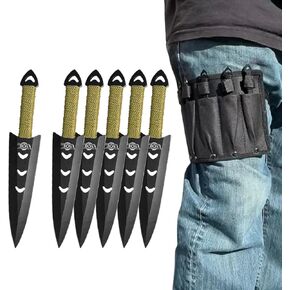 6 pcs. Ninja Tactical Combat Hunting Kunai Throwing Knife Set w/ Sheath Case in Kuwait
