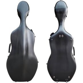 حافظة التشيلو 4/4 من ألياف الكربون المضفرة مع مقبض وأشرطة حقيبة ظهر وعجلات حافظة واقية بغطاء صلب لـ 4/4 التشيلو بالحجم الكامل لحل السفر والتخزين (ذهبي وردي) in Kuwait