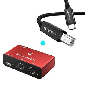 صندوق مضيف DigitalLife MIDI مع حزمة كابل USB-C إلى USB-B MIDI - واجهة DIN MIDI مستقلة ذات 5 سنون، مدخل طاقة USB-B، لا يتطلب جهاز كمبيوتر (عنصران) in Kuwait