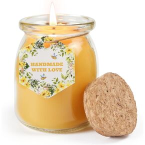 شمعة شمع العسل الطبيعي ، شموع شمع النحل غير المعروضة في جرة زجاجية ، 4.8 أوقية 32 ساعة ، فتيل القطن النقي وغير سامة للتخفيف من الإجهاد ، والهدايا المنزلية in Kuwait