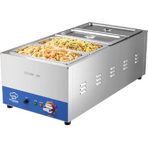 جهاز تسخين الطعام التجاري ذو 4 مقلاة من ETL مع خزان قطعة واحدة غير ملحوم ومقلاة GN مقاس 4 من 1/3، وطاولة بخار لمحطة حساء كونترتوب 120 فولت 1500 وات للبوفيه والحفلات والمطاعم in Kuwait