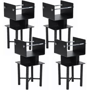 Generic 4pcs Fence Post Holder Bracket U-Shaped 6x6 Powder-Coated Steel Post Bracket Inner Size 5.5inx5.5in for Wood Pergola Porch Railing Mailbox Support in Kuwait