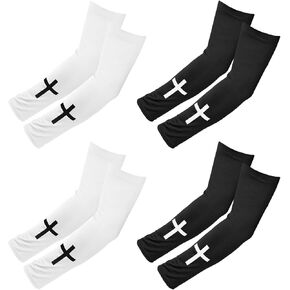 4 Pairs Faith Cross Arm Sleeves Christian Religious Compression Sleeve for Football Baseball Outdoor Activities in Saudi Arabia
