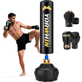 Heavy Freestanding Punching Bag for Adult, Standing Boxing Bag with 12OZ Pro Boxing Gloves and Wrapped Gloves, Kickboxing Bag with Suction Cup Base, Men at Home Punching Bag for Office Gym Training in Kuwait